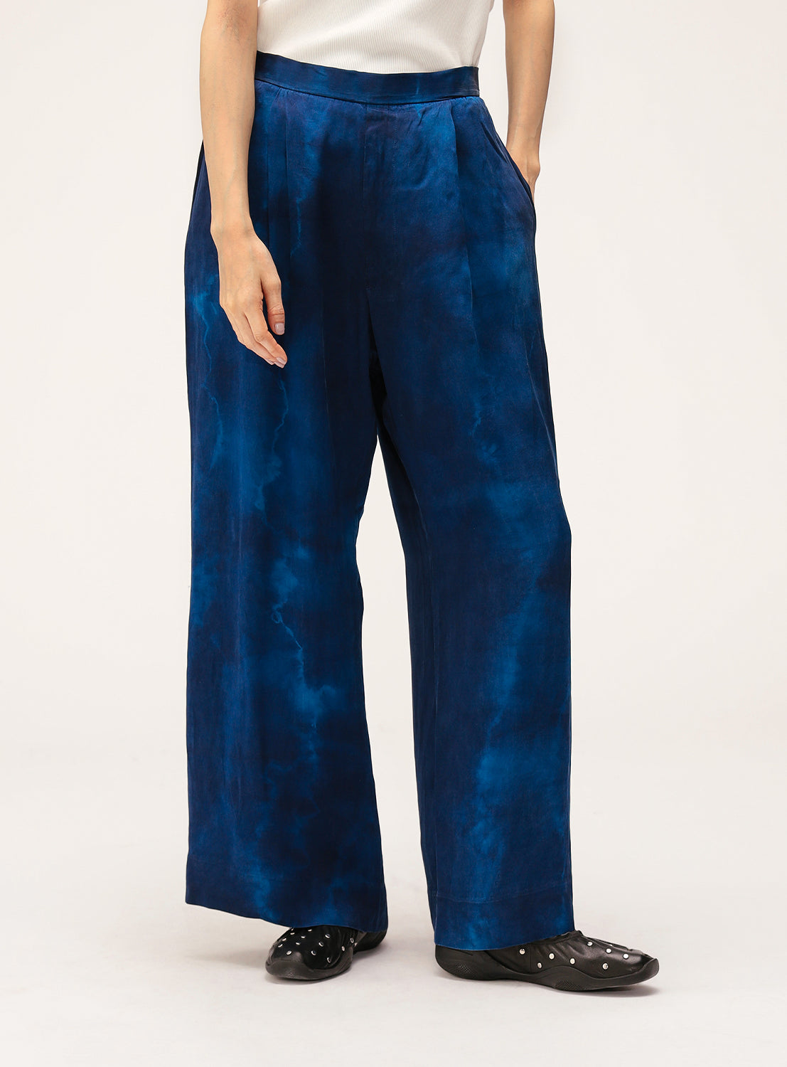 Blue Silk Pants