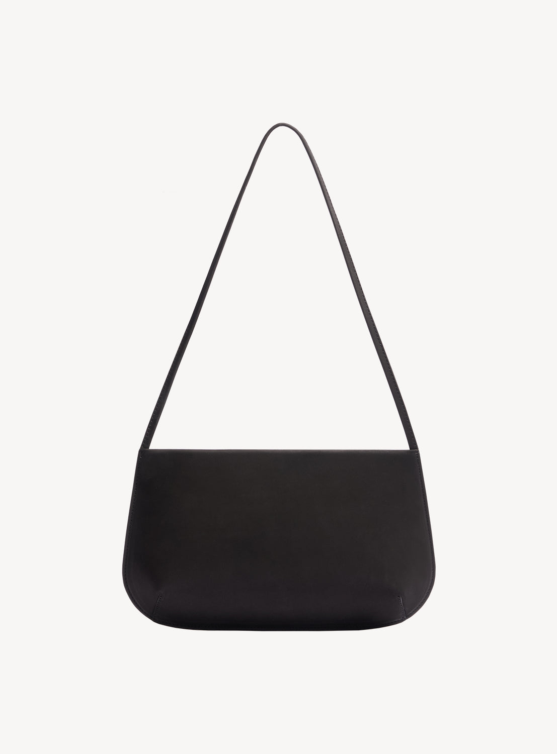 Black ultra-slim, curved silhouette shoulder bag.