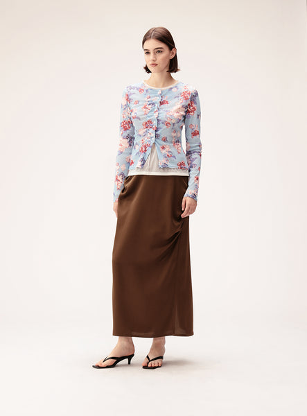 Satin Drape Long Skirt