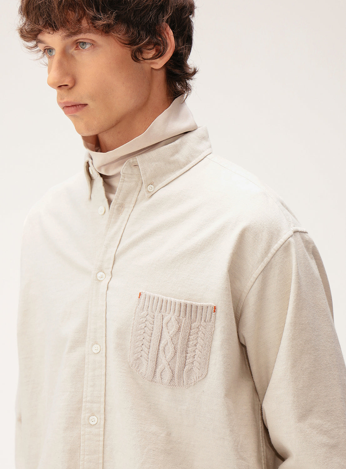 Cable Knit Pocket Shirt