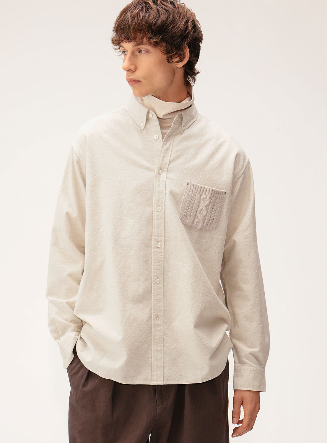 Cable Knit Pocket Shirt