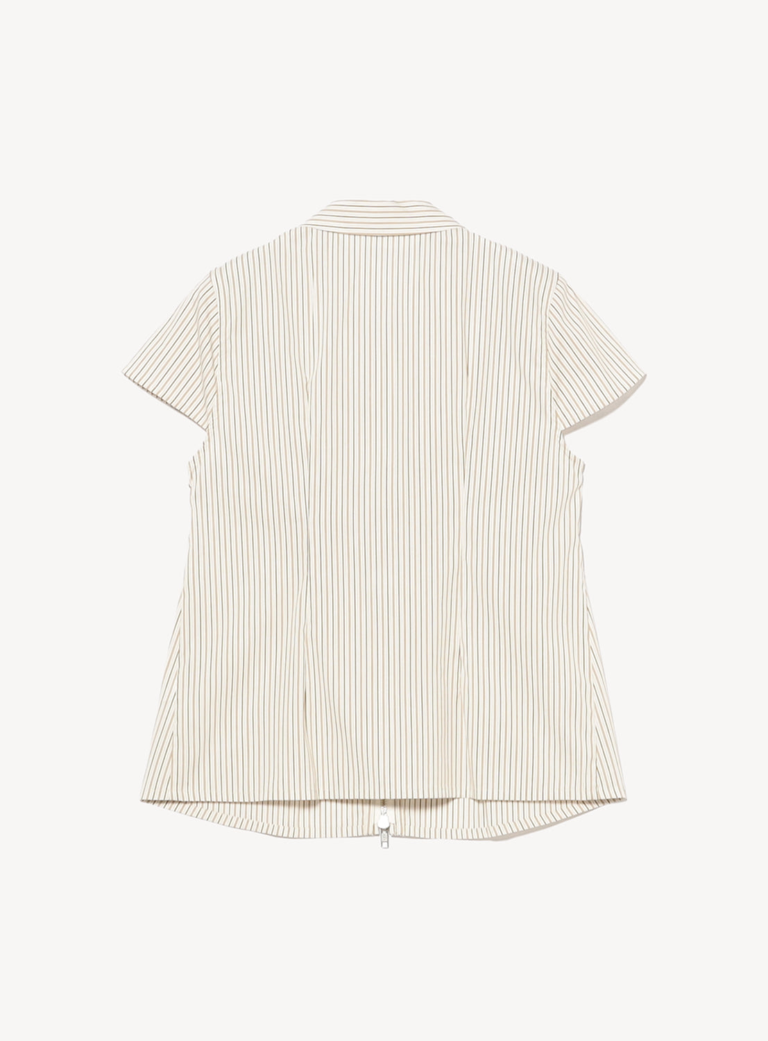Striped Cap-Sleeve Double-Zip Shirt