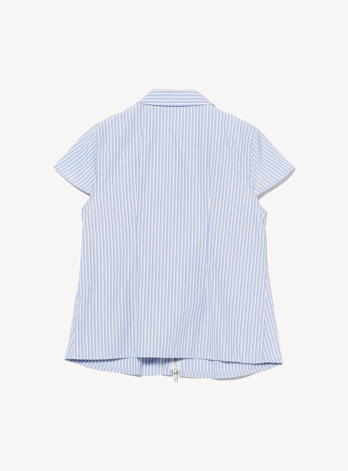 Striped Cap-Sleeve Double-Zip Shirt
