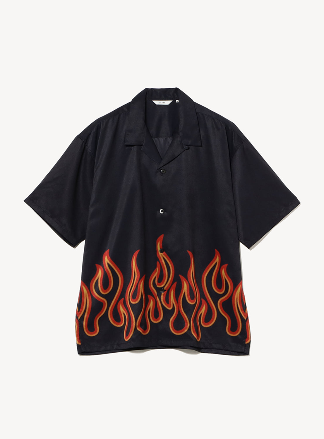 Flame Print Relaxed Fit Open Collar Shirt
