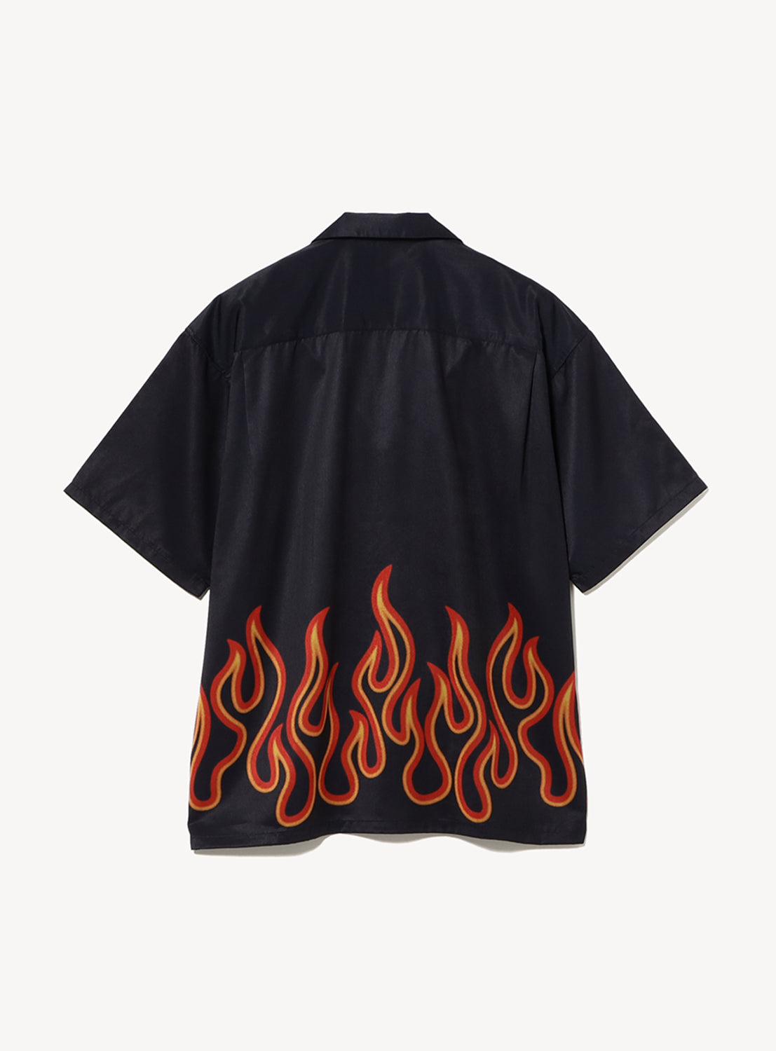 Flame Print Relaxed Fit Open Collar Shirt
