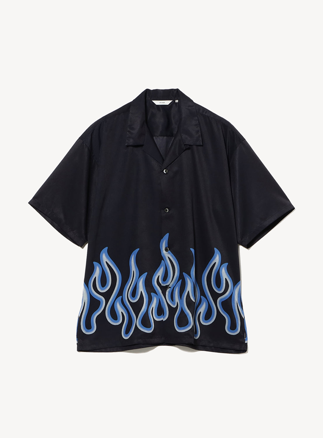 Flame Print Relaxed Fit Open Collar Shirt