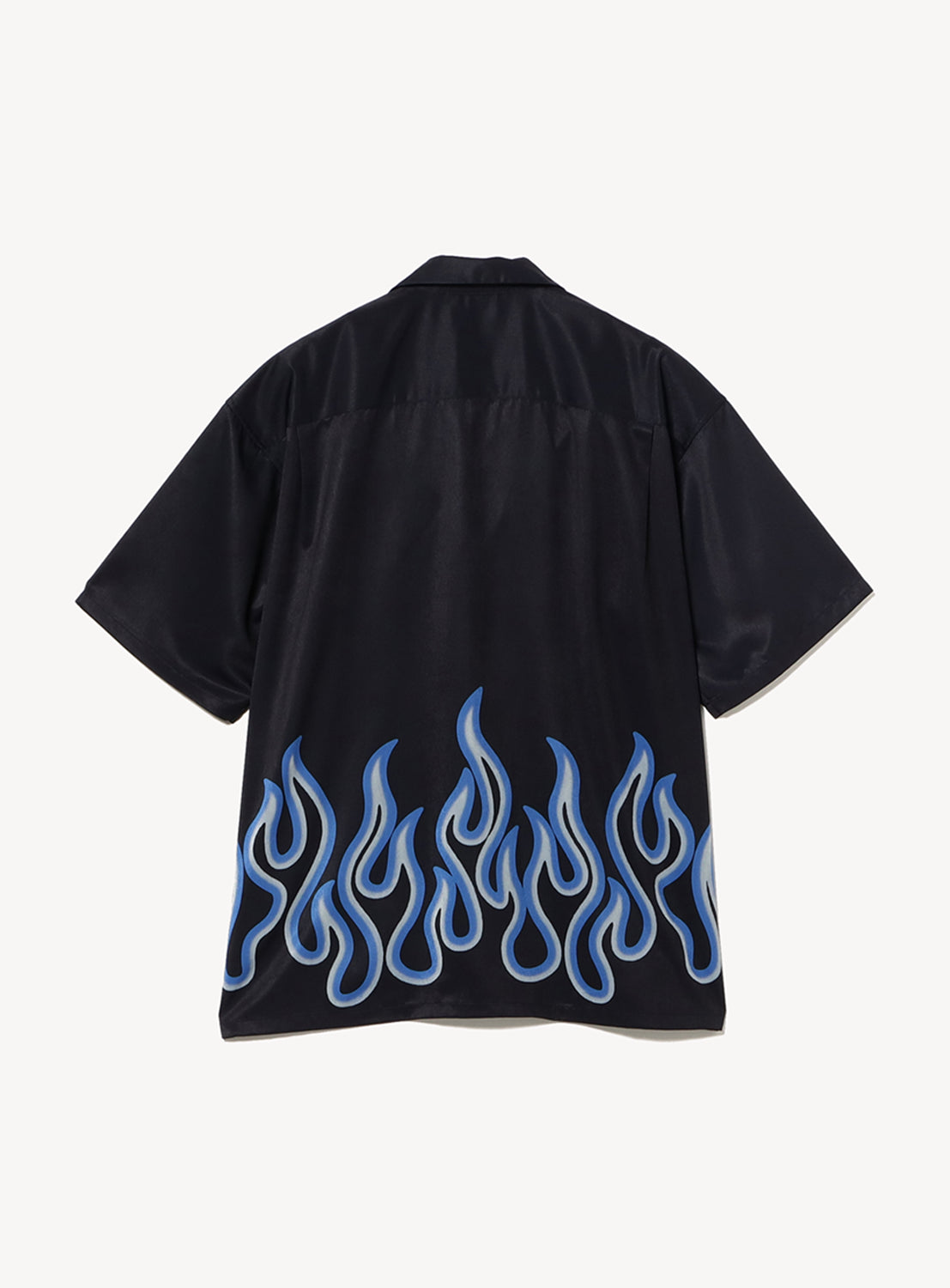 Flame Print Relaxed Fit Open Collar Shirt