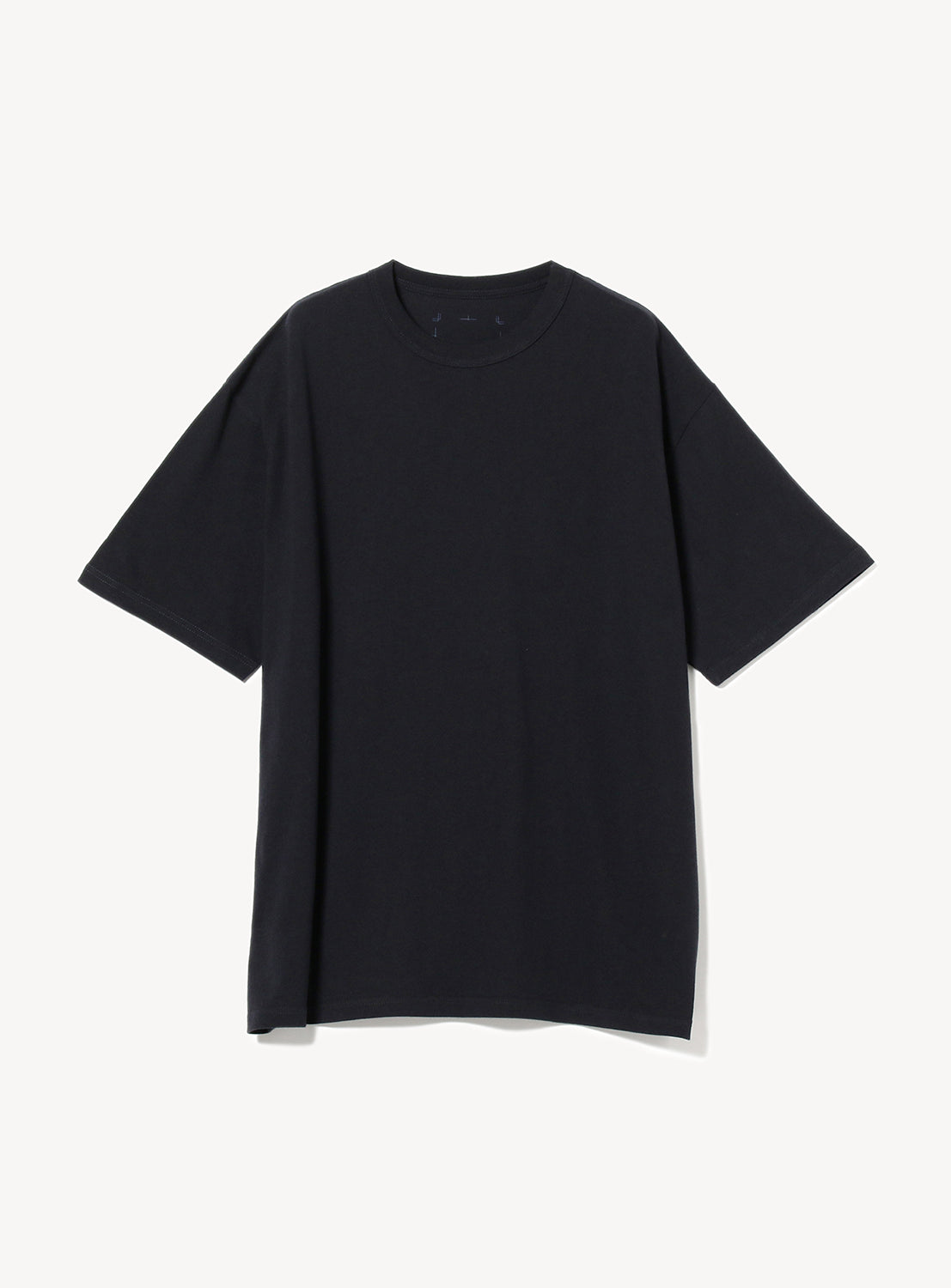 Navy plain t-shirt flat lay, showcasing its comfortable relaxed fit and simple crew neck design.