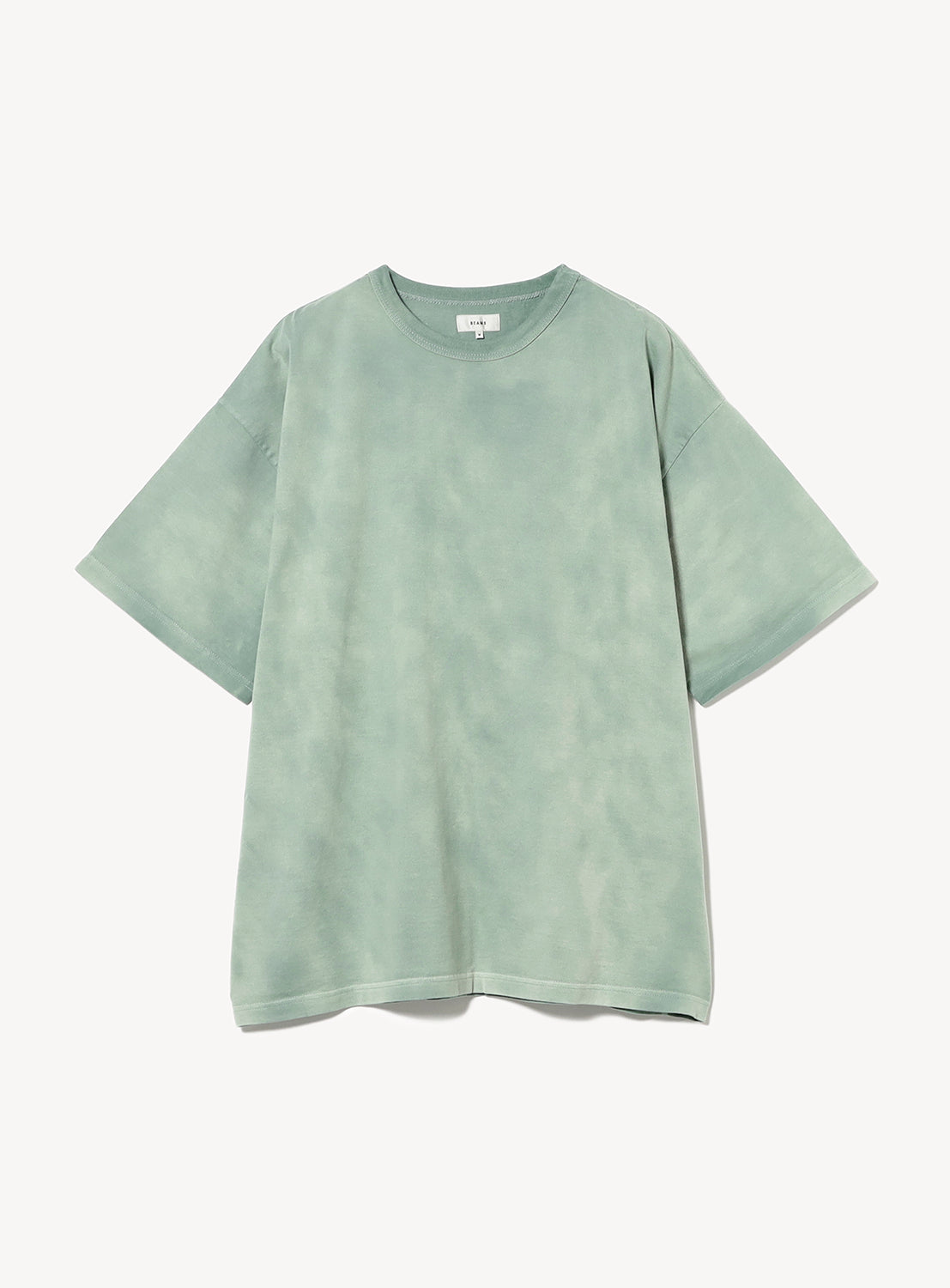 Green faded crewneck style t-shirt.