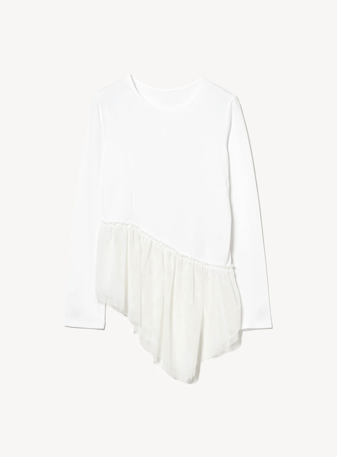 Tulle Asymmetrical Hem T-Shirt