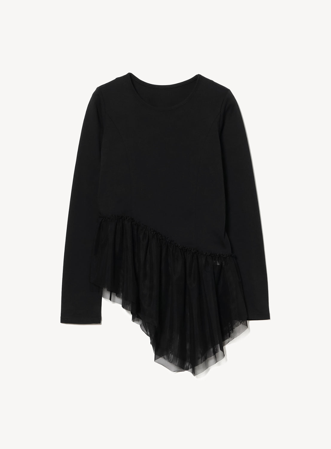 Tulle Asymmetrical Hem T-Shirt