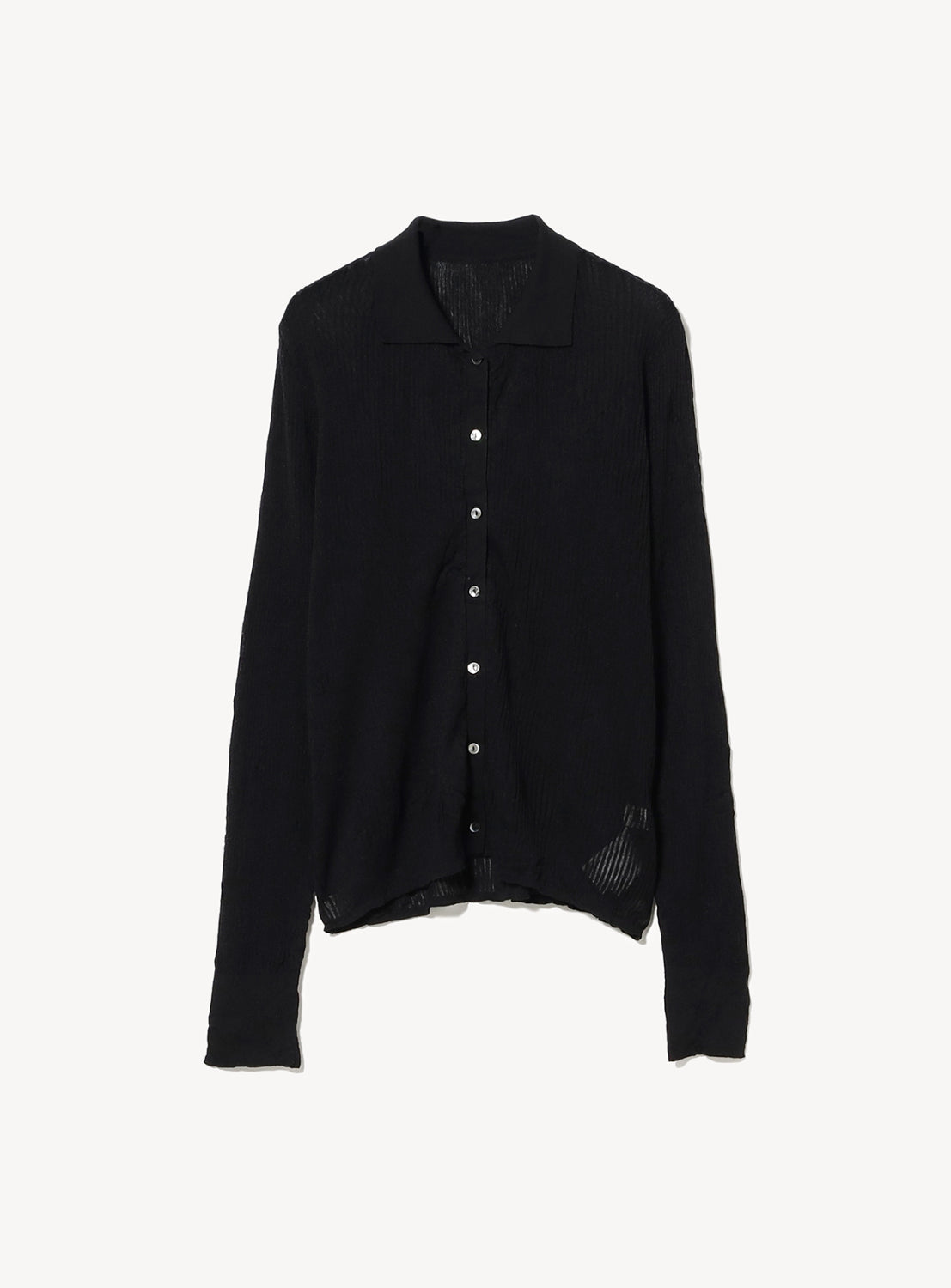 Sheer Rib Knit Polo Cardigan