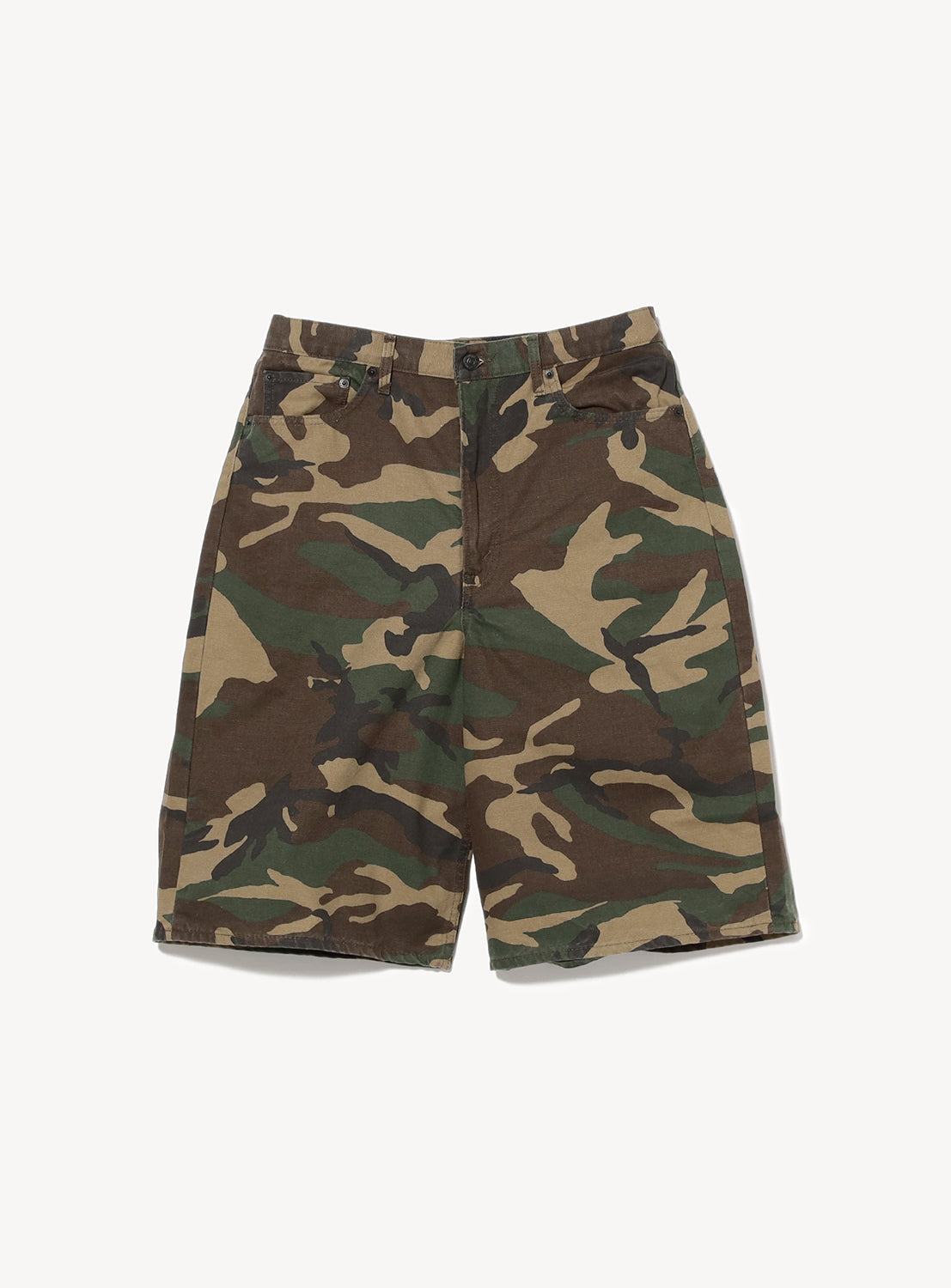 orSlow × BEAMS “100 Super Dad” Woodland Camo Short Pants