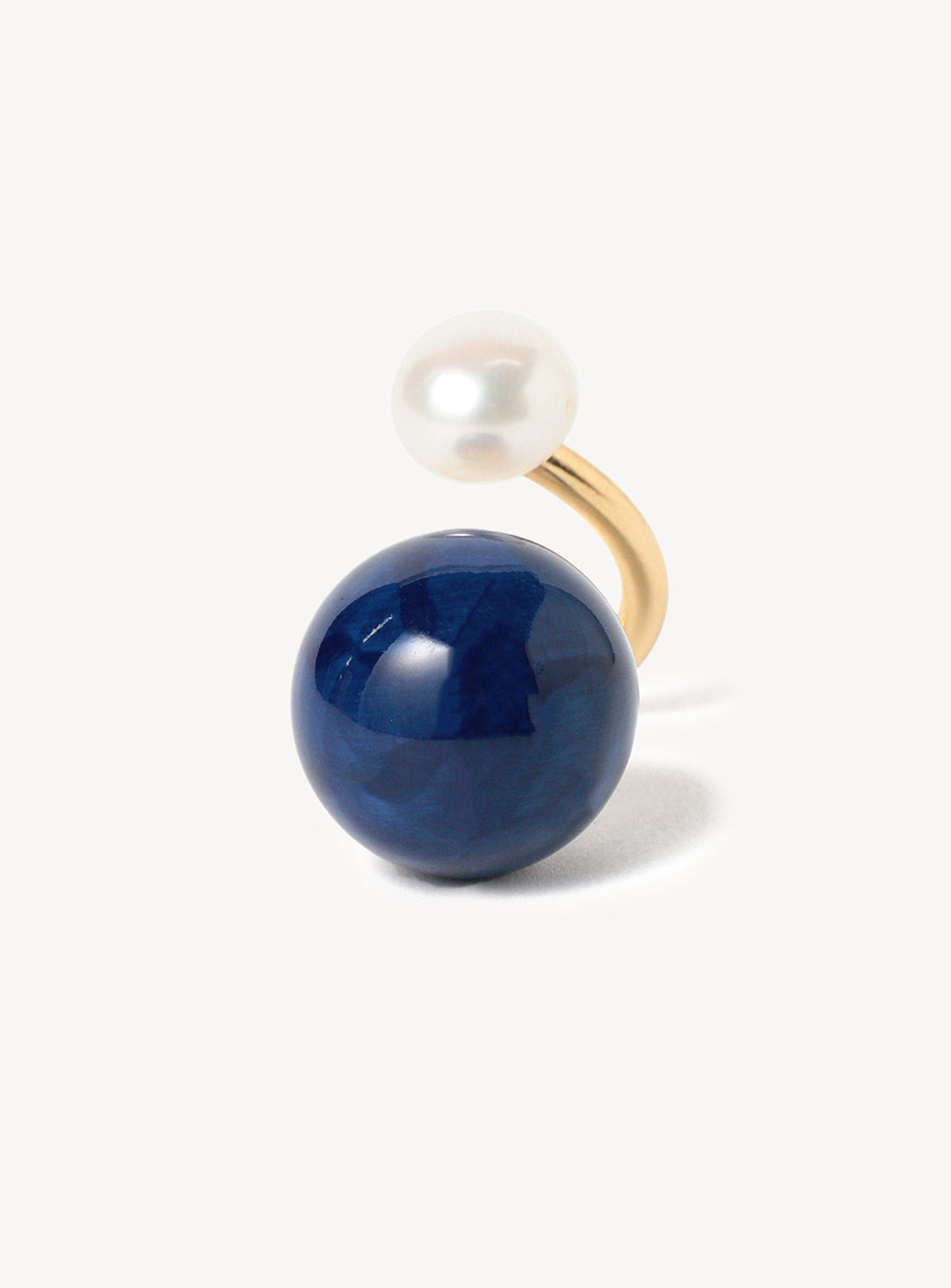 Arita Ware Blue Glaze & Baroque Pearl Ring