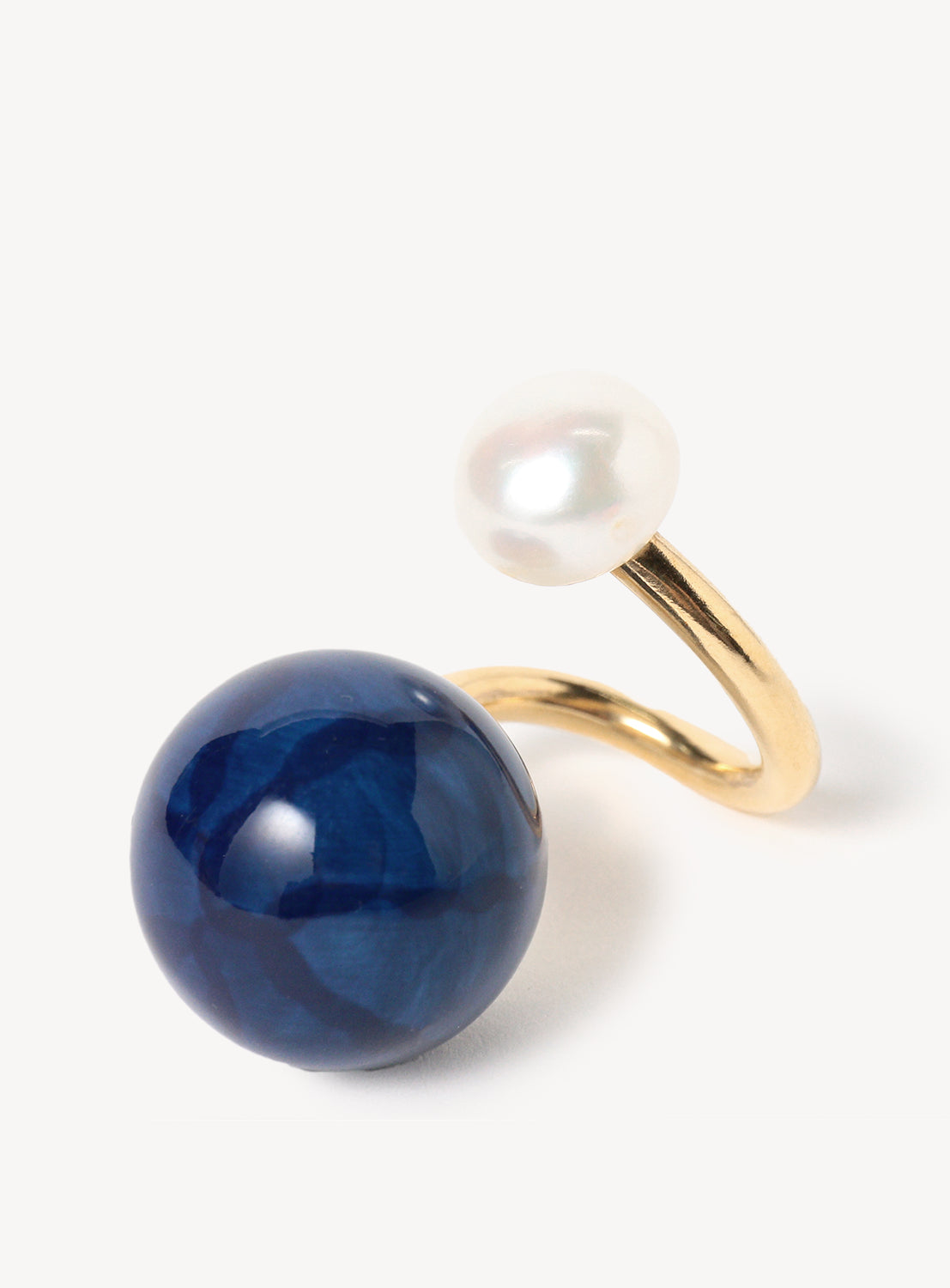 Arita Ware Blue Glaze & Baroque Pearl Ring