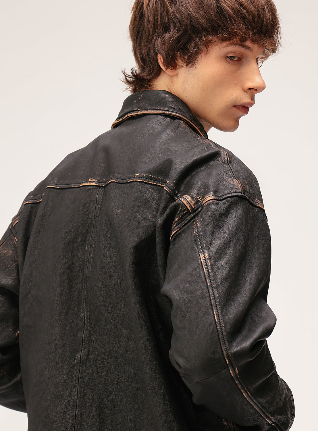 Distressed Leather Zip Jacket Distressed Leather Zip Jacket