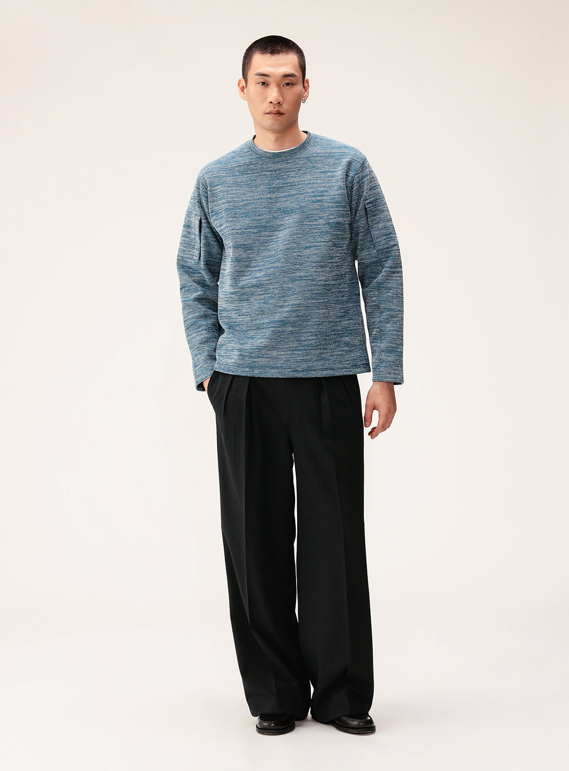 Double-Faced Rib Knit Long-Sleeve Top