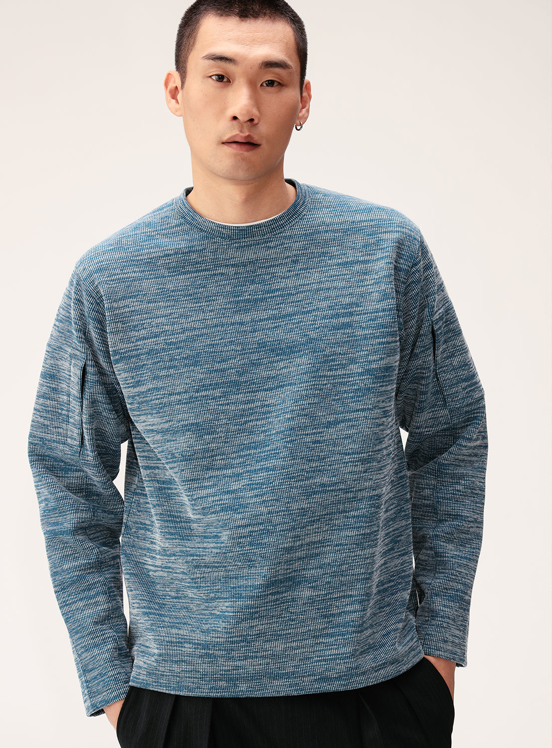 Double-Faced Rib Knit Long-Sleeve Top