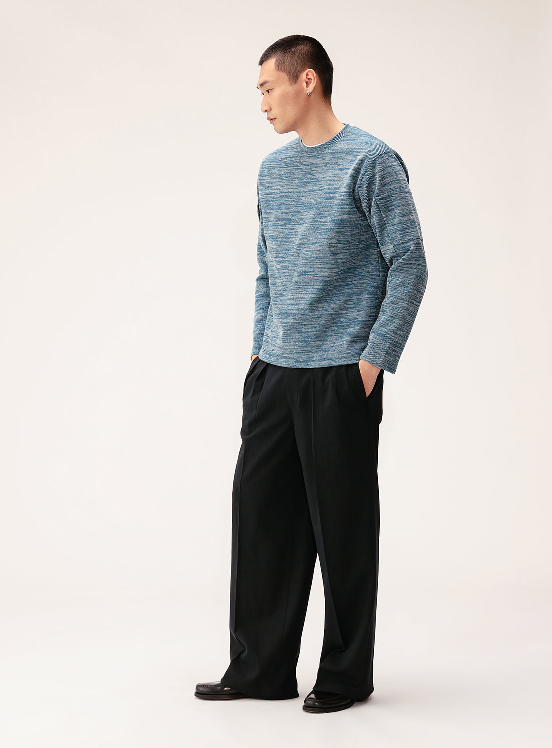 Double-Faced Rib Knit Long-Sleeve Top