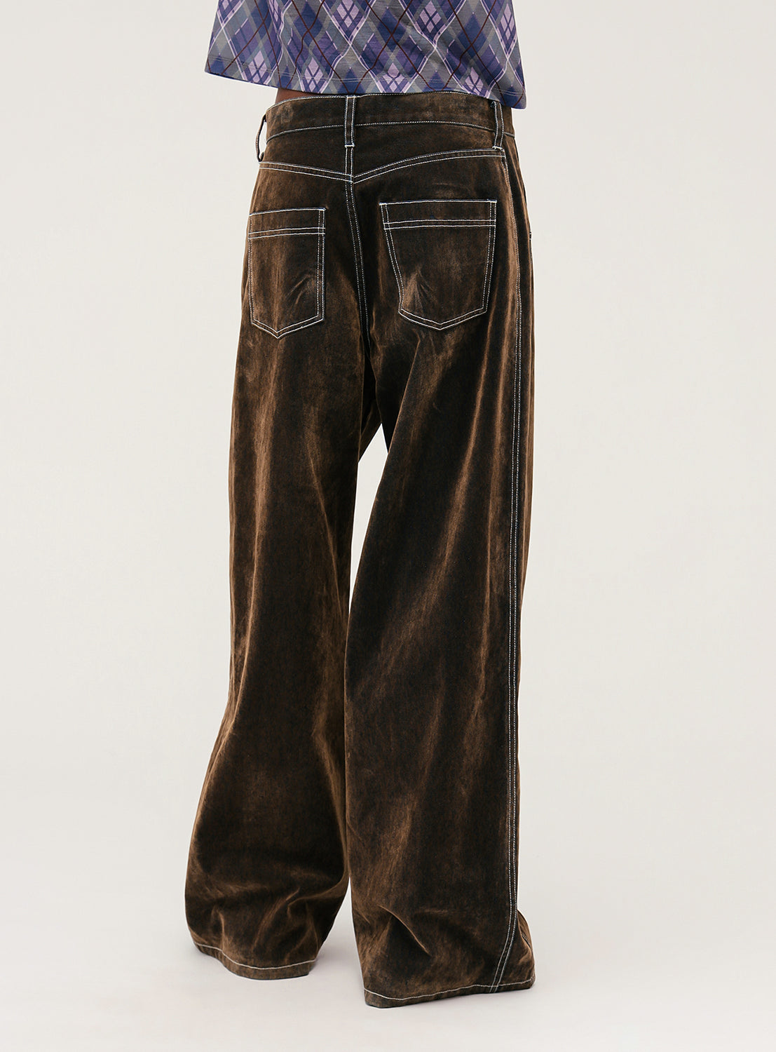 Flocked Denim Wide Pants