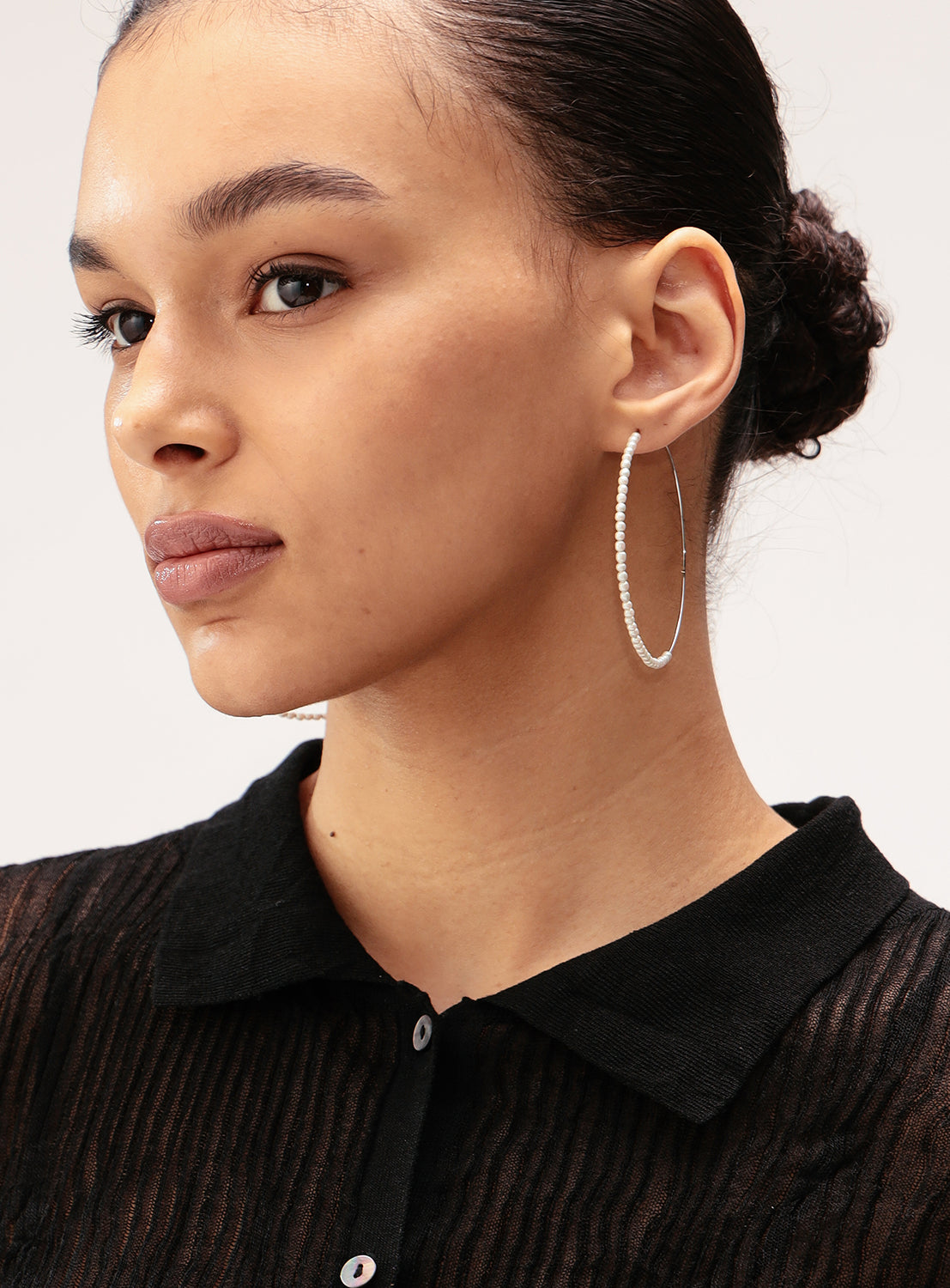 Glass Pearl Hoop Earrings