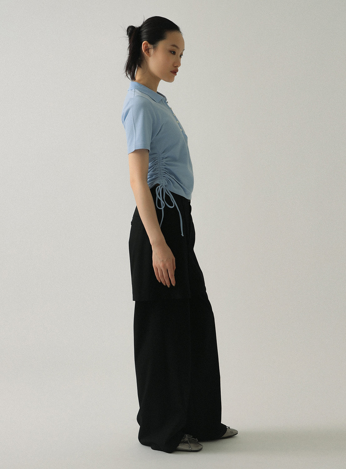 Half Layered Wide-Leg Trousers