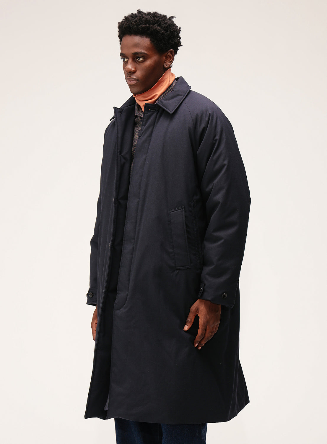 デ*ン様 値下❌　HERNO Balmacaan Coat Navy オーバーサ Wide Fit Padded Balmacaan Coat