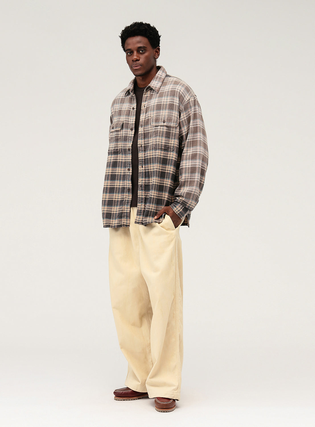 Wide-Fit Faded Check Shirt
