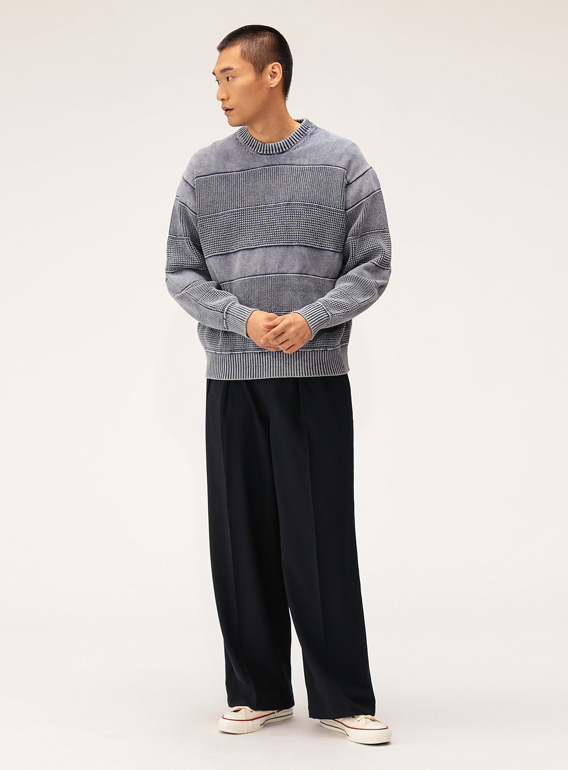 Wide-Fit Faded Cotton Crewneck