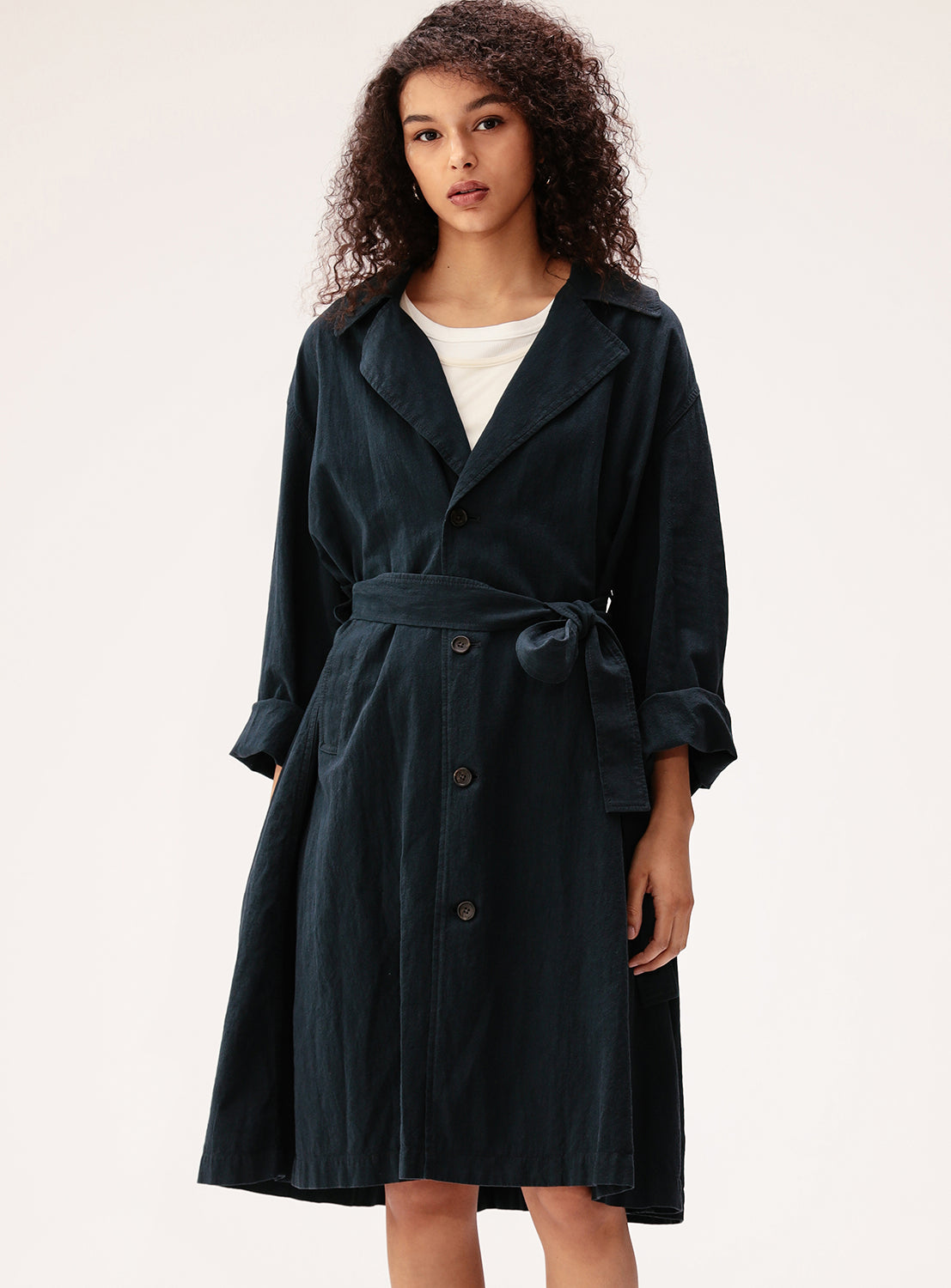 Cotton Linen Trench Coat