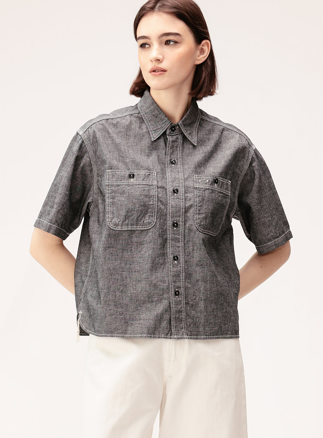 Chambray Short-Sleeve Work Shirt