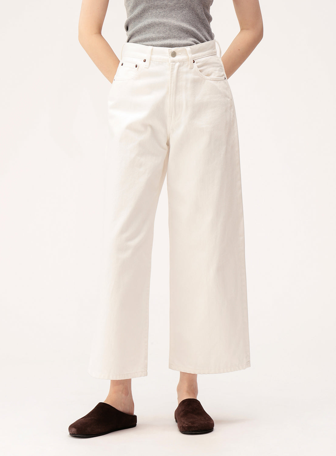 Straight Fit Wide Denim Pants