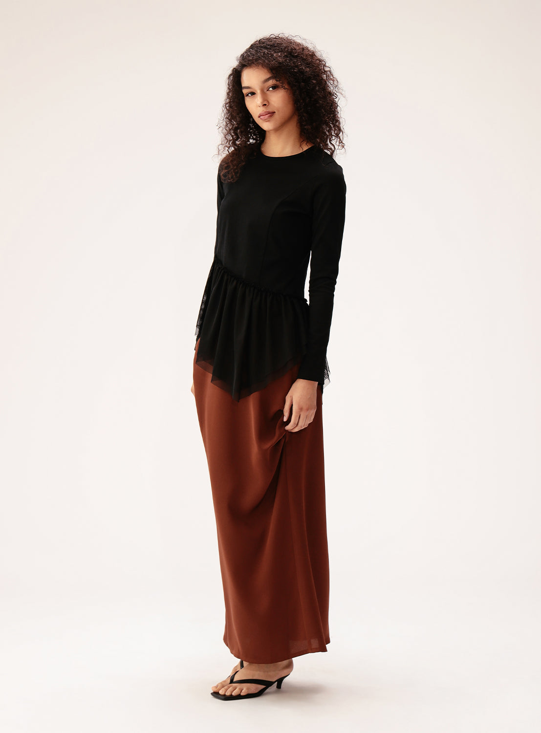 Tulle Asymmetrical Hem T-Shirt