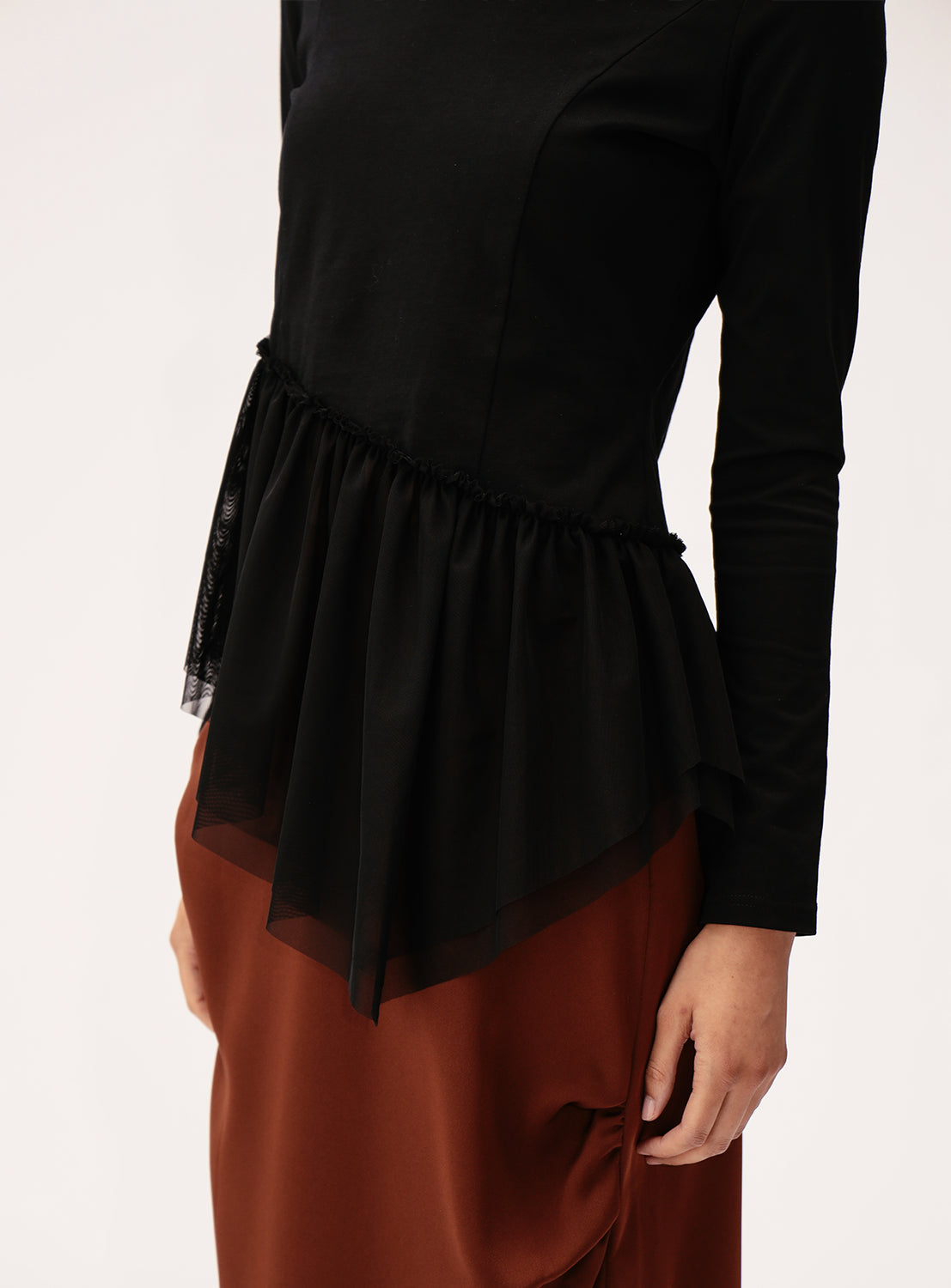 Tulle Asymmetrical Hem T-Shirt