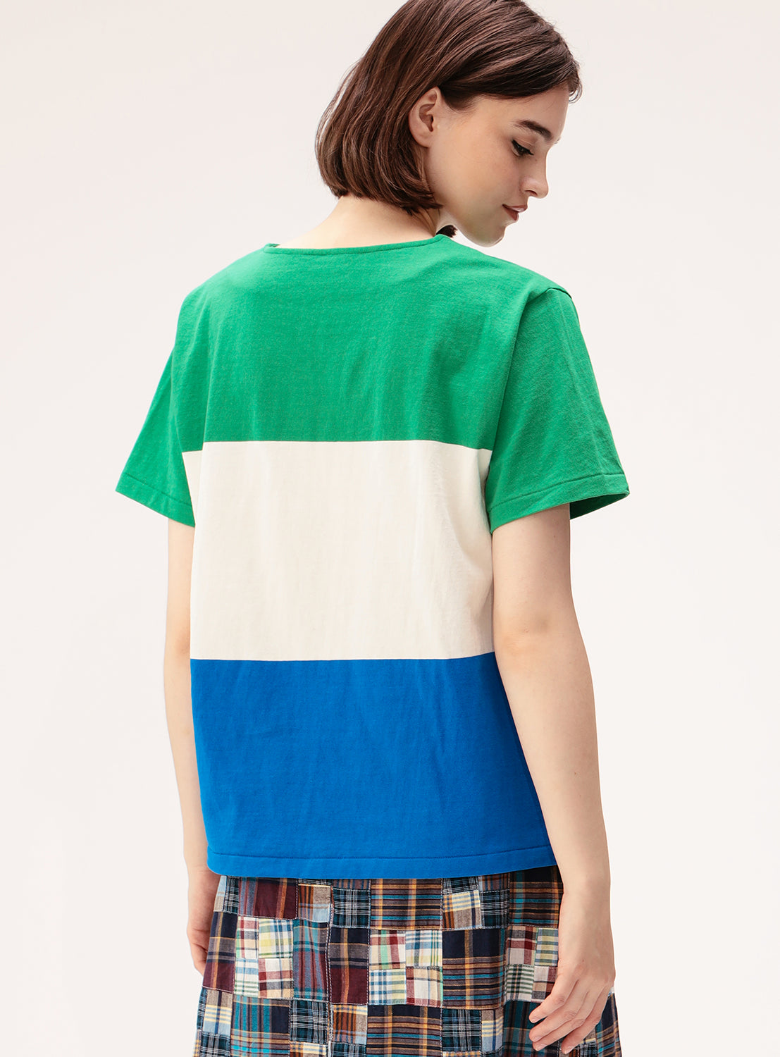 Wide Border Lace-Up Short Sleeve Top