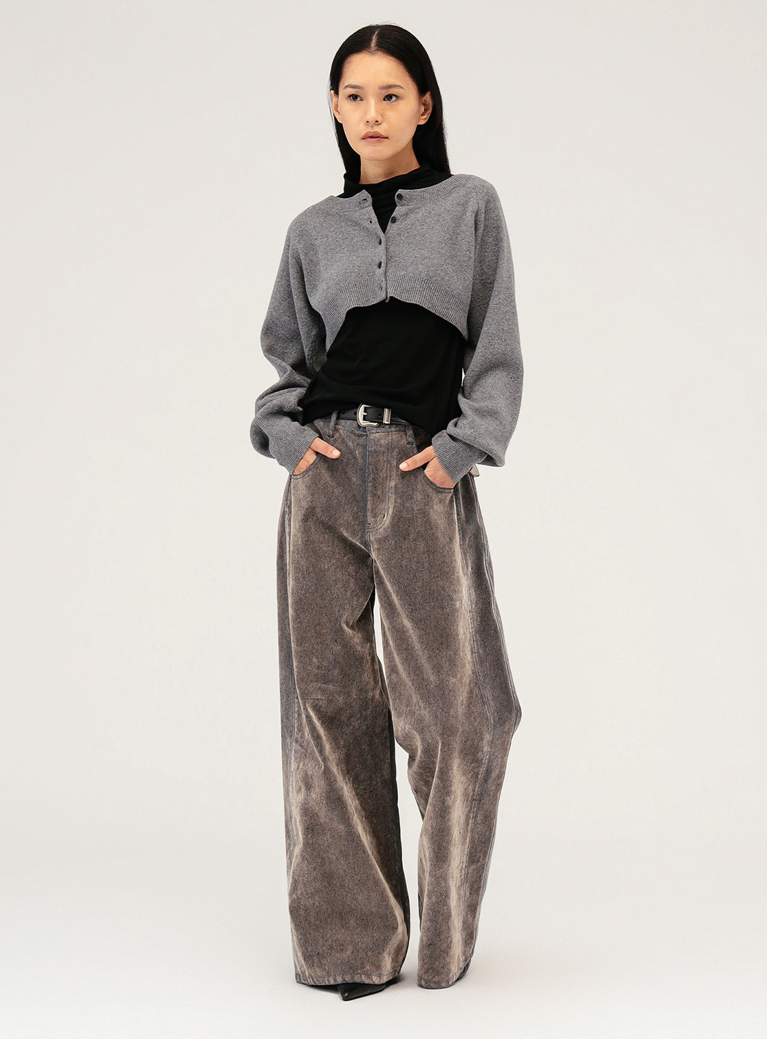 Cropped Crew Neck Cardigan