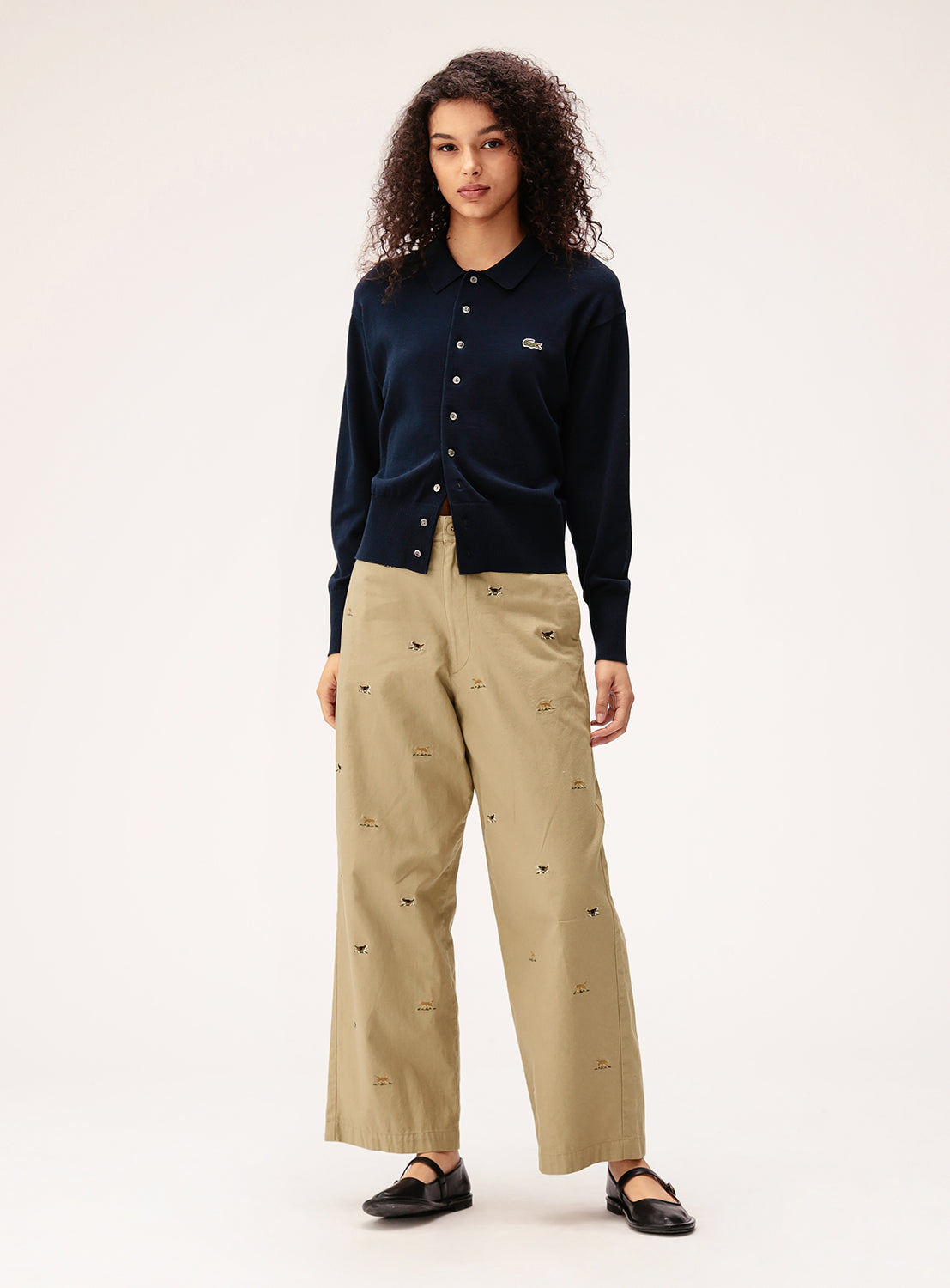 Dog Embroidered Chino Pants