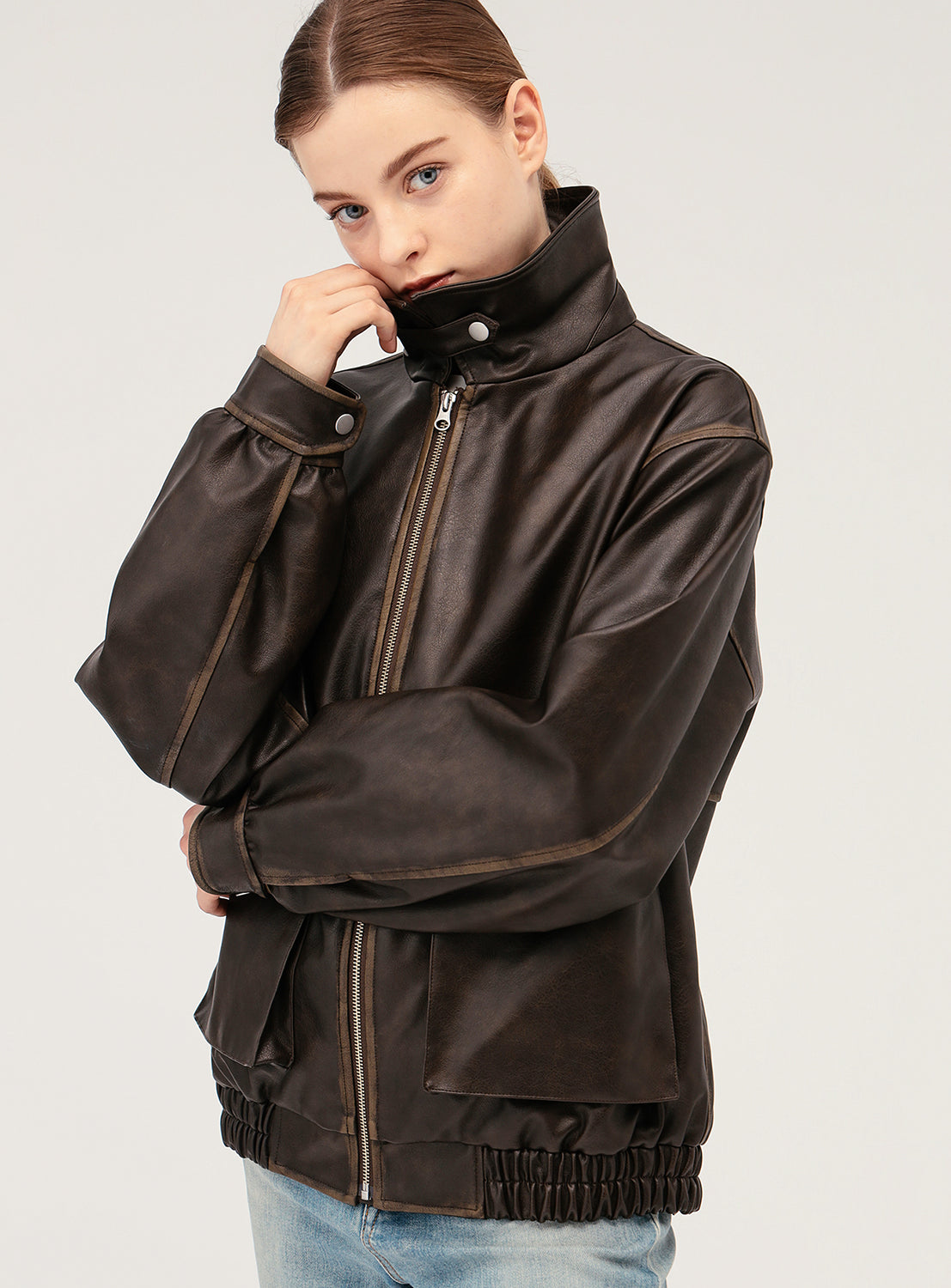 Faux Leather Flight Jacket