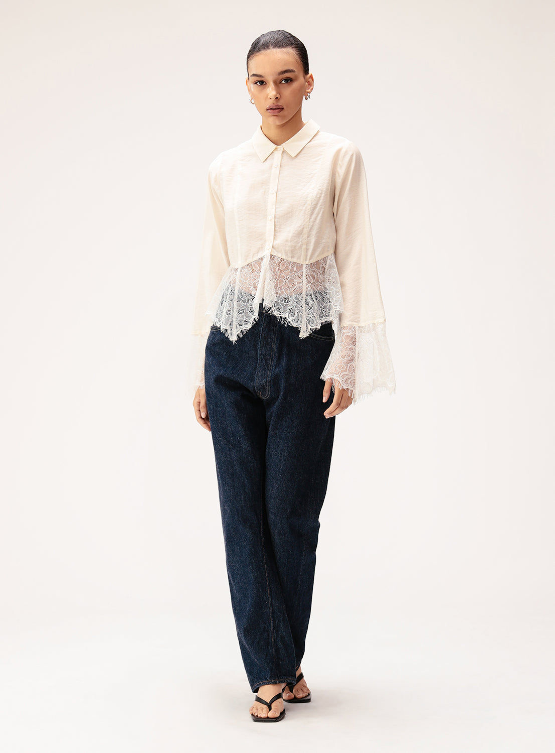 Lace Flared Sleeve Shirt