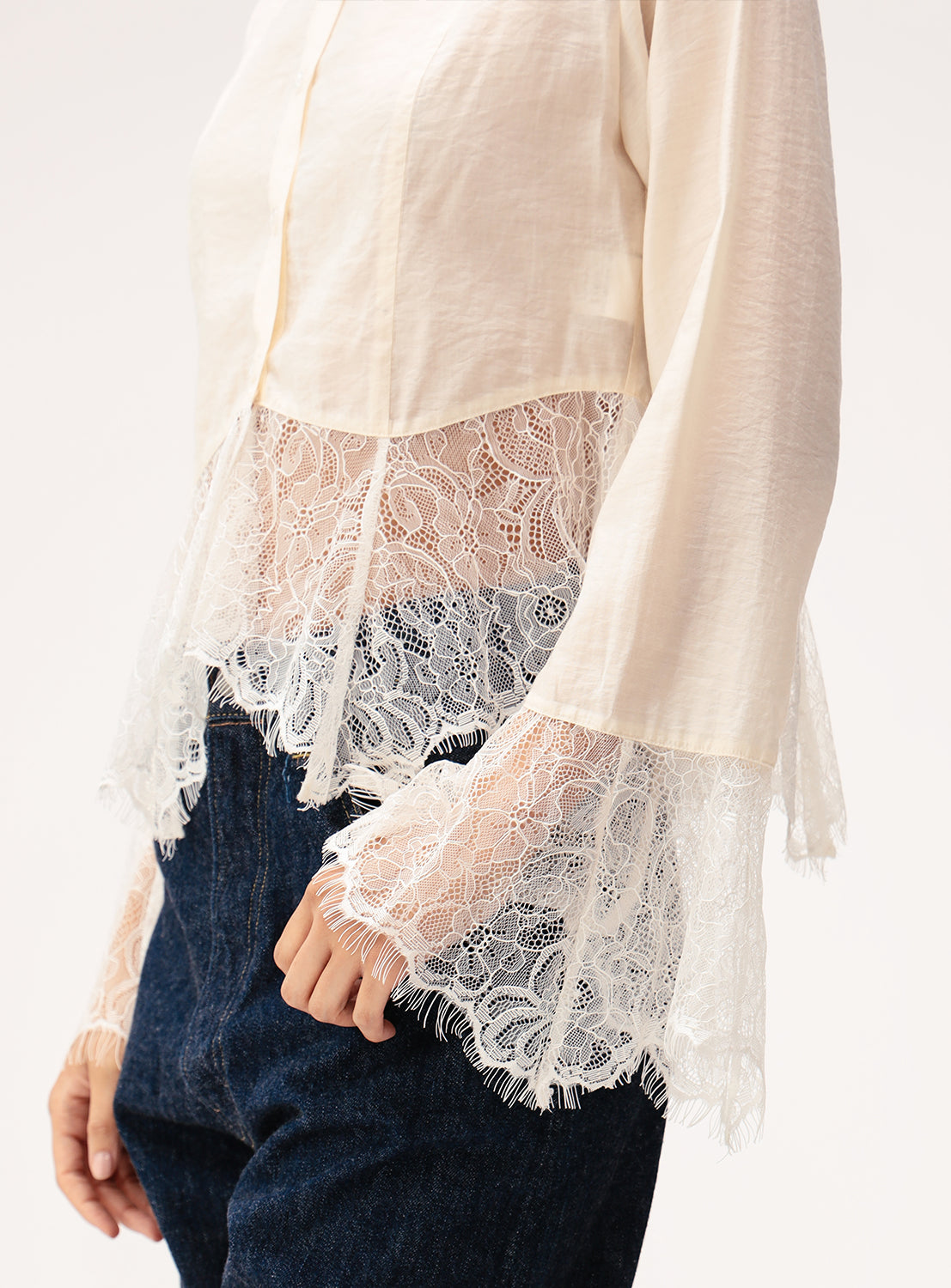 Lace Flared Sleeve Shirt