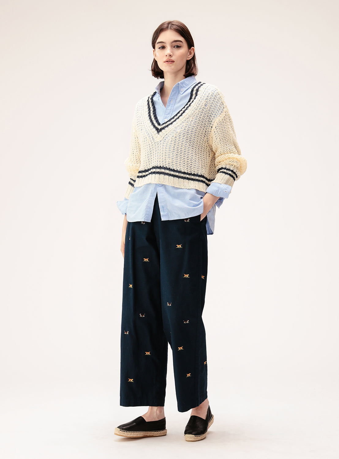 Dog Embroidered Chino Pants