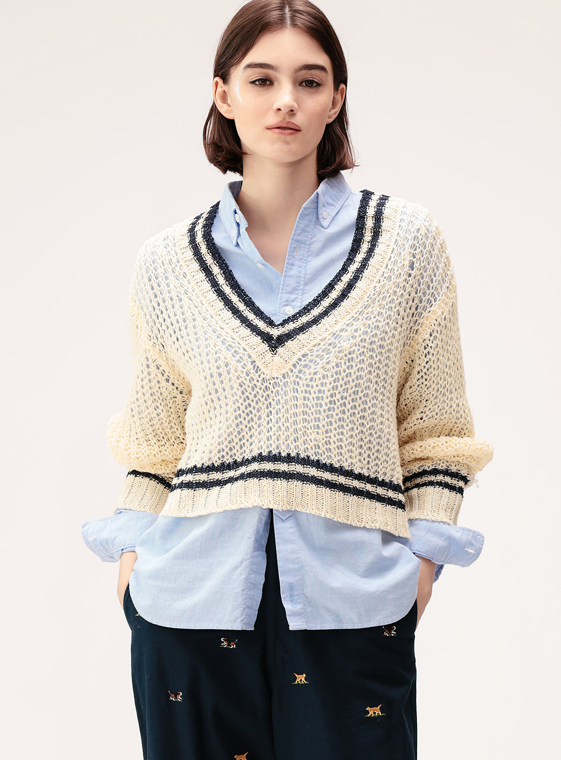 V-Neck Tilden Knit Pullover