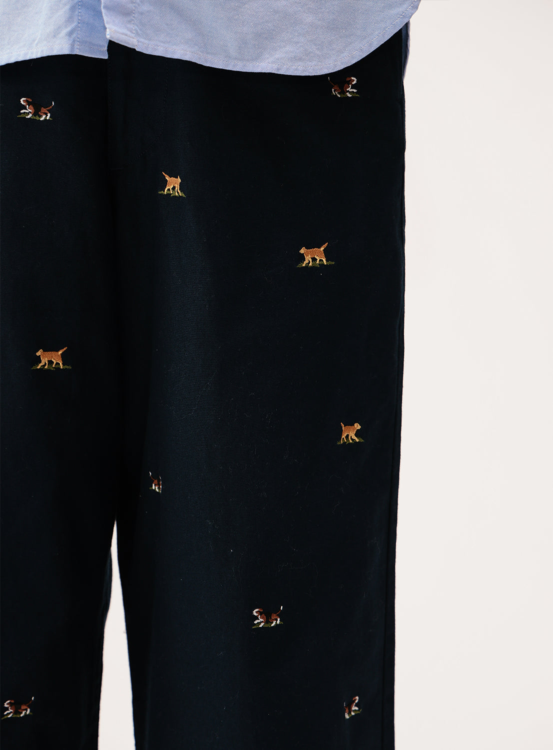 Dog Embroidered Chino Pants