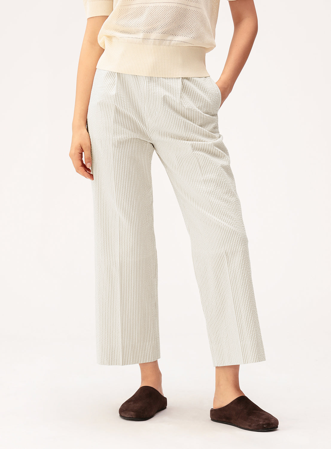 Relaxed Fit Seersucker Slacks