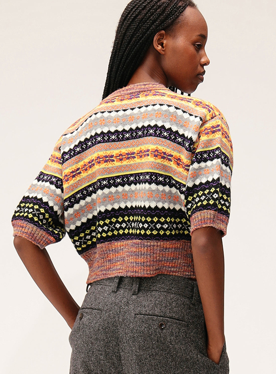 Fair Isle 5/4 Sleeve Cardigan