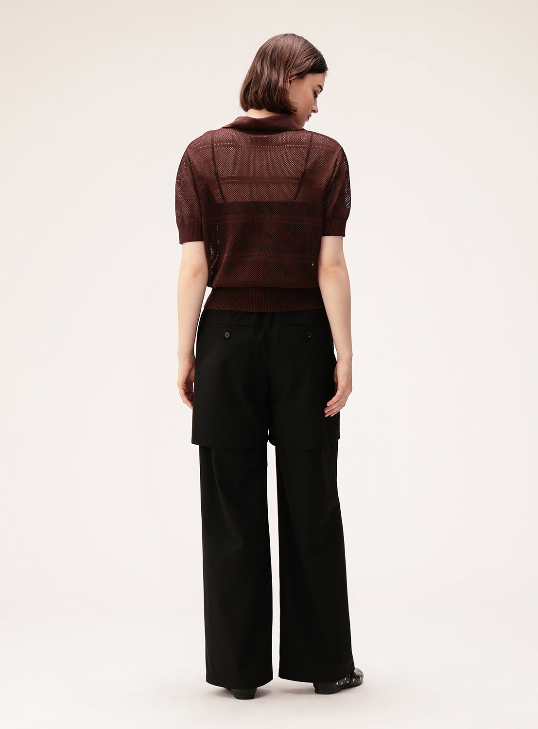 Openwork Knit Polo Shirt