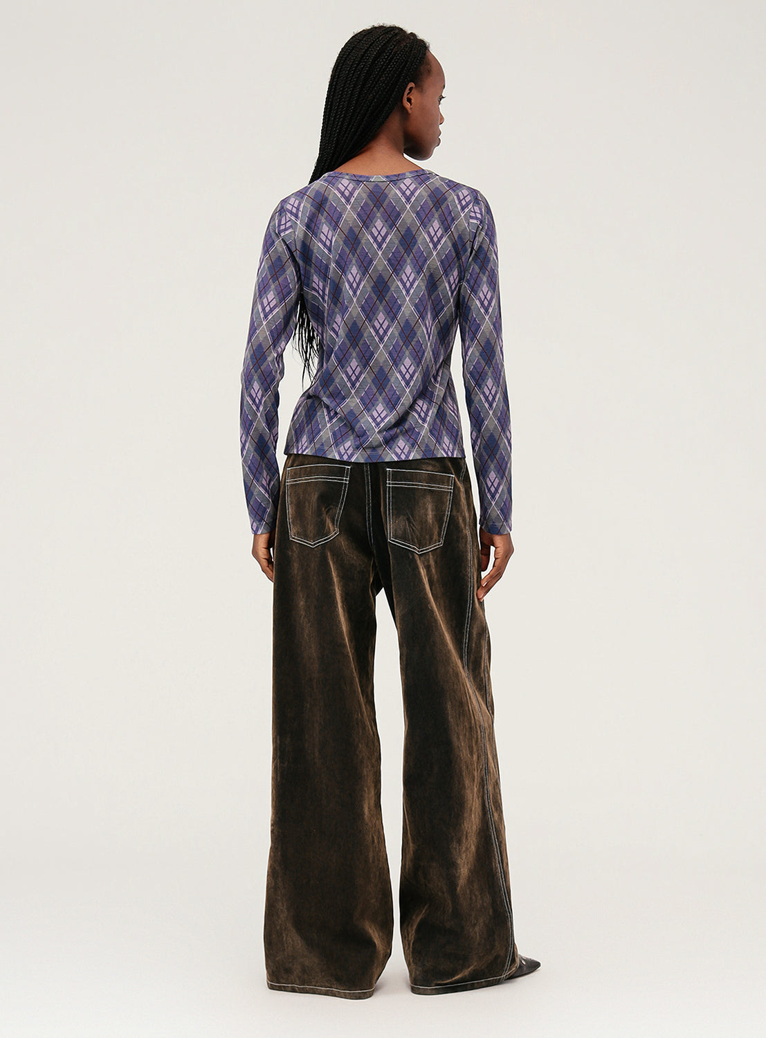 Flocked Denim Wide Pants