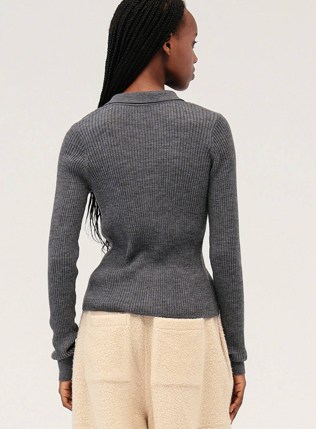 Ribbed Polo Cardigan