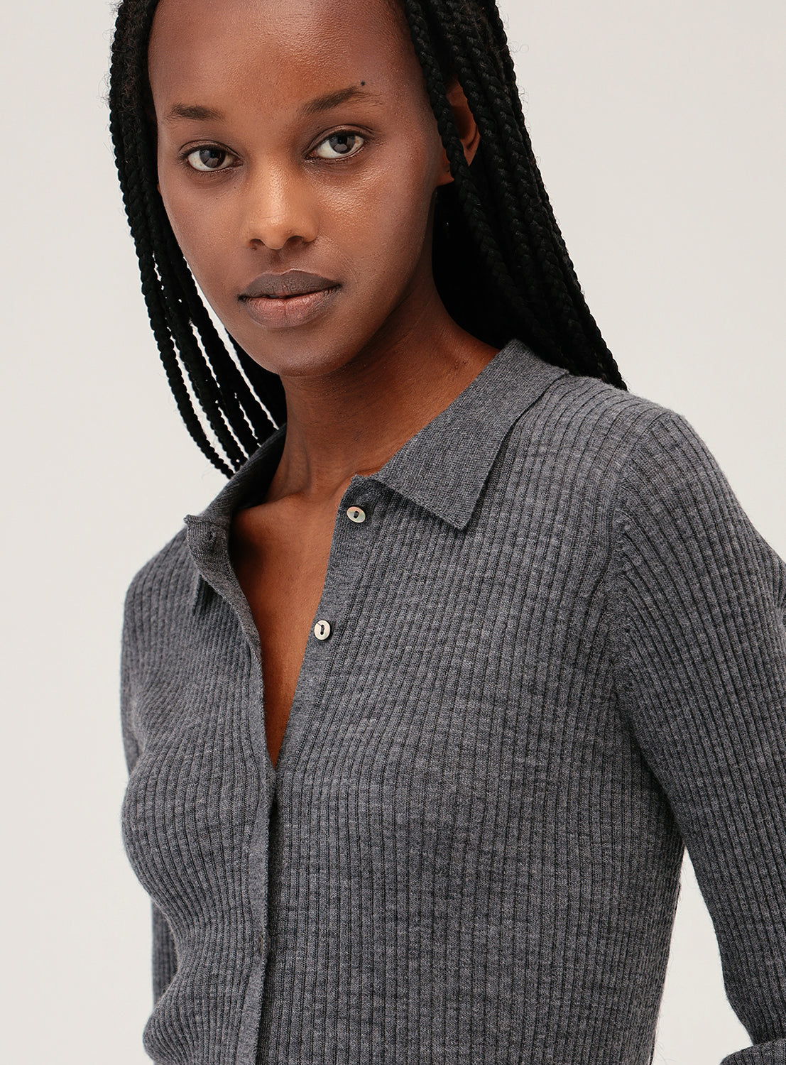 Ribbed Polo Cardigan