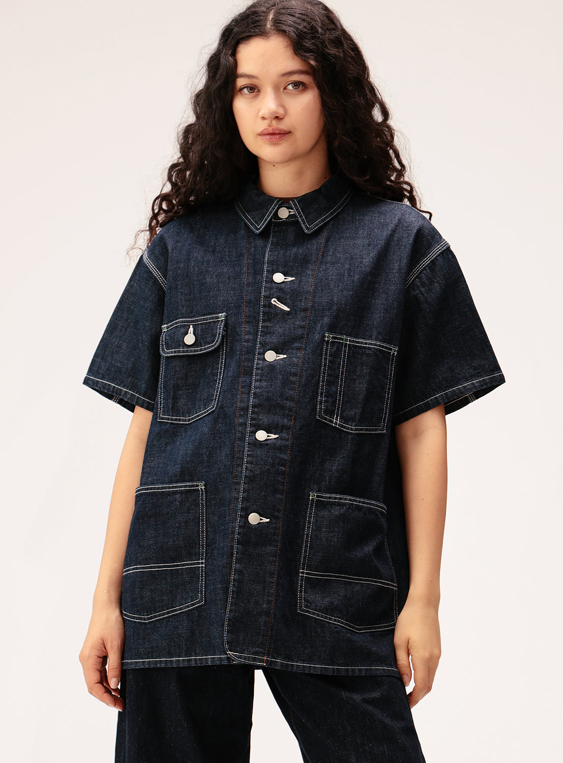 Denim Coverall Short Sleeve Jacket